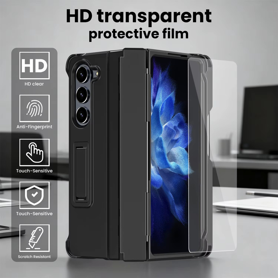Samsung Klapphülle mit Ständer, Stylus und gehärtetem Glas für Fold7, Fold6, Fold5, Fold4, Fold3 in Schwarz - Bild 5