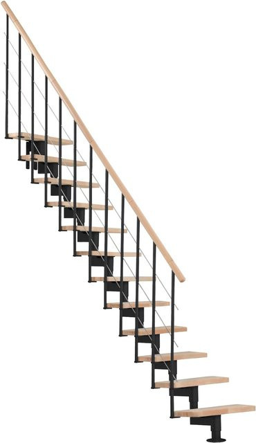 Minka Mittelholmtreppe Style in Buche und Schwarz für eine Raumhöhe bis 304 cm - Bild 1