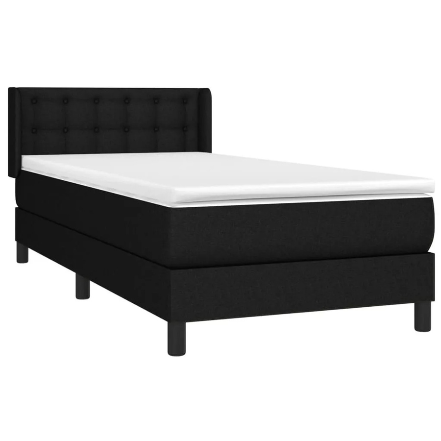 vidaXL Boxspringbett Hybrid mit Matratze und Taschenfederkern, Schwarz, B/T: 90 x 190 cm - Bild 2