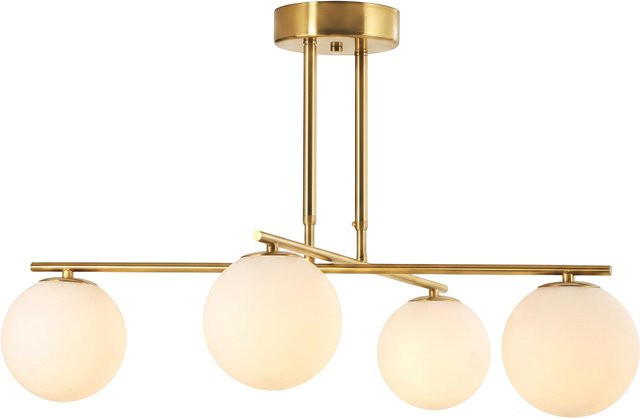 HOMCOM Pendelleuchte mit 4 Kugelschirmen, Höhenverstellbare Hängelampe in Weiß, G9-Fassung, modern für Wohnzimmer, Esszimmer und Küche - Bild 1