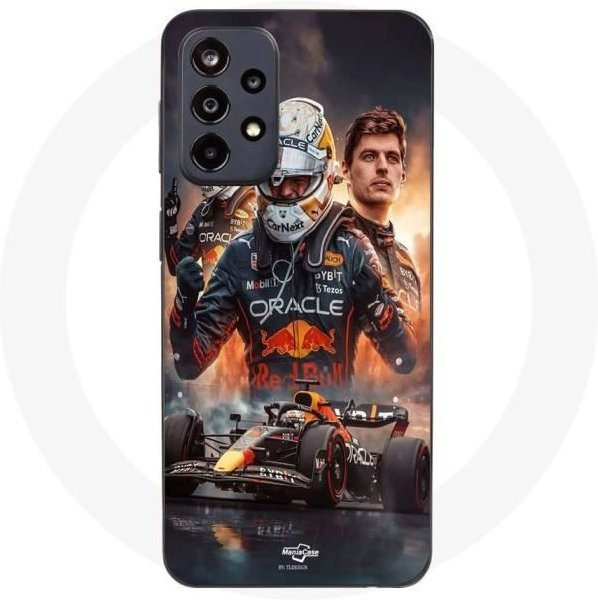 MANIACASE Schutzhülle für Samsung Galaxy A52 4G mit F1 Kunst-Hintergrundbild in Schwarz und Multicolour - Bild 1