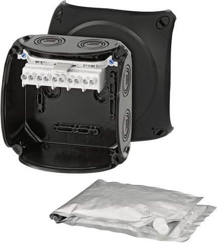 Hensel Abzweigdose halogenfrei und plombierbar in Schwarz, B: 13,0 cm, H: 13,0 cm - Bild 1