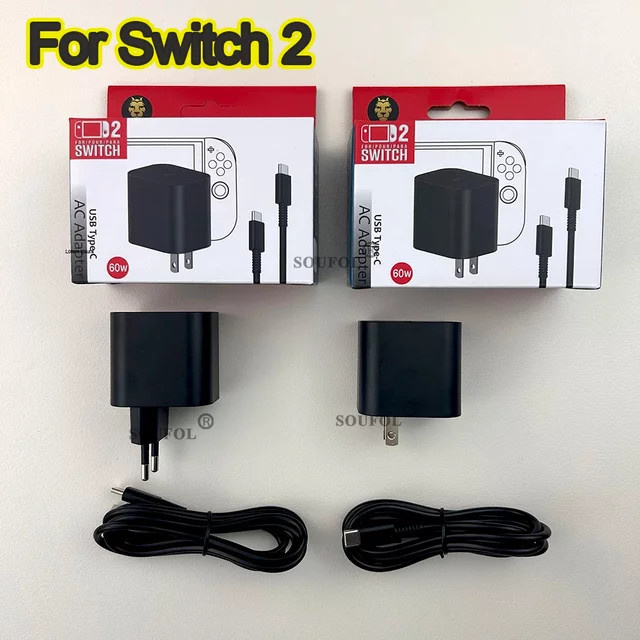 MBCHIPSTAR 60 W AC Adapter USB Ladegerät für Nintendo Switch und Steam Deck mit USB-C und USB-A, Schwarz - Bild 1