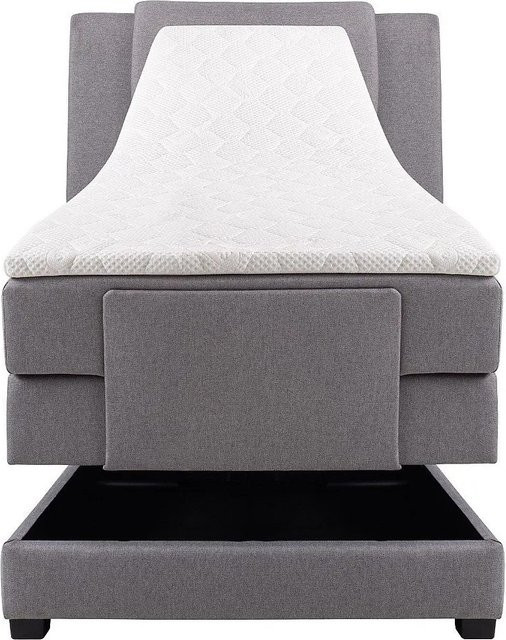 Vente-unique Boxspringbett Castel in Lichtgrau mit motorisierter Kopfteilverstellung, Breite: 100-120 cm, Tiefe: 200 cm - Bild 1