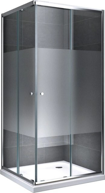 Dein Bau Projekt Eckdusche Duschkabine mit Schiebetür aus Glas, teil-satiniert, B/T/H: 100 x 190 x 100 cm - Bild 1