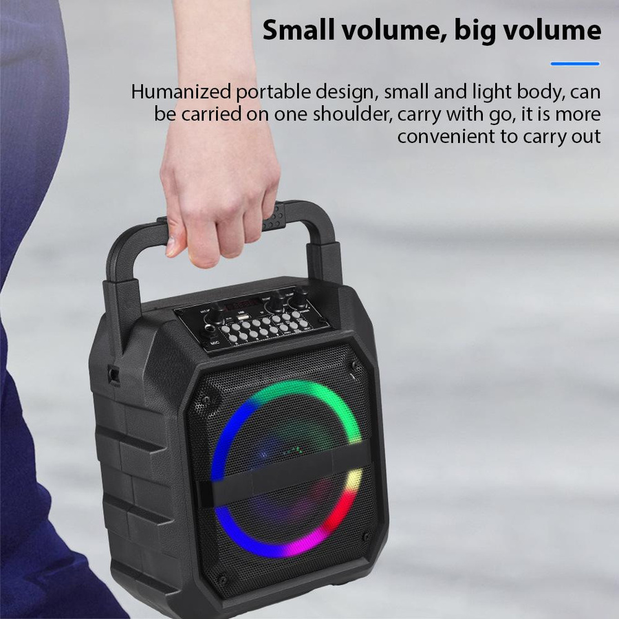 Andoer Mini Karaoke Maschine mit 2 drahtlosen Bluetooth Mikrofonen und LED-Lichteffekten in Schwarz - Bild 3