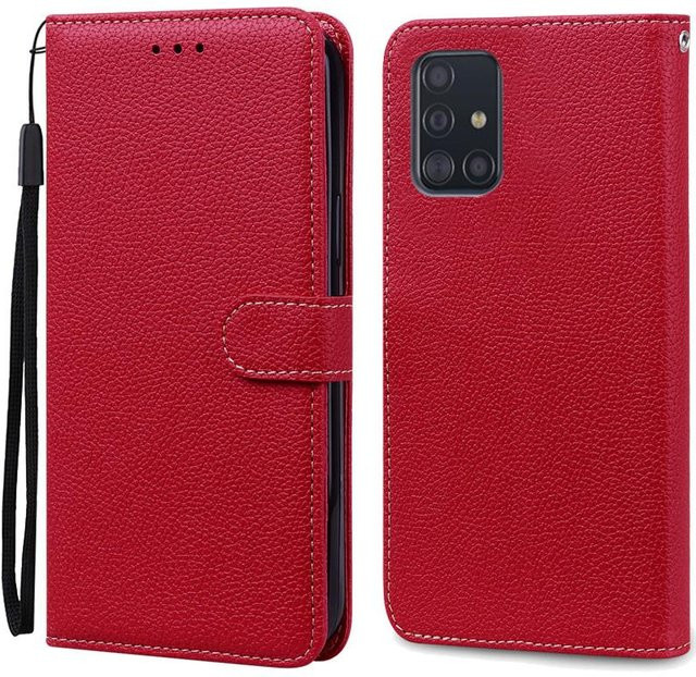 Leder-Brieftasche Flip-Hülle für Samsung Galaxy A51 und A71 5G in Rot - Bild 1