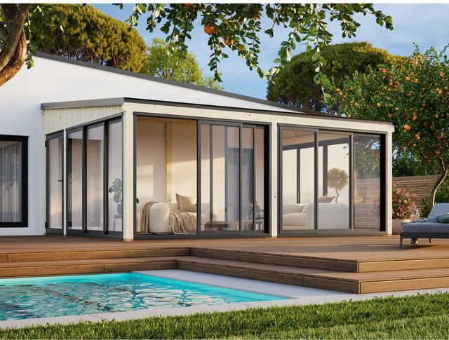 Palmako Holz-Gartenhaus Lumi Slide Plus mit Pultdach in Natur aus Fichte B/T/H: 582 x 420 x 276 cm - Bild 1