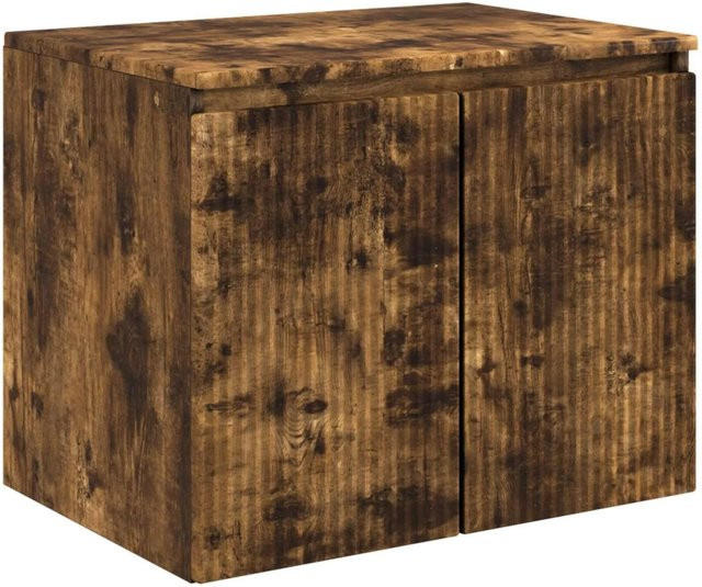 vidaXL Wandmontierter Badezimmerschrank aus Holz in Geräucherte Eiche, Braun, B/T/H: 50,0 x 44,5 x 44,5 cm - Bild 1