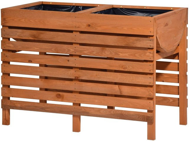 Dobar Doppel-Hochbeet aus FSC-Kiefernholz inkl. Pflanzfolie, braun, B/T/H: 100 x 50 x 71 cm - Bild 2