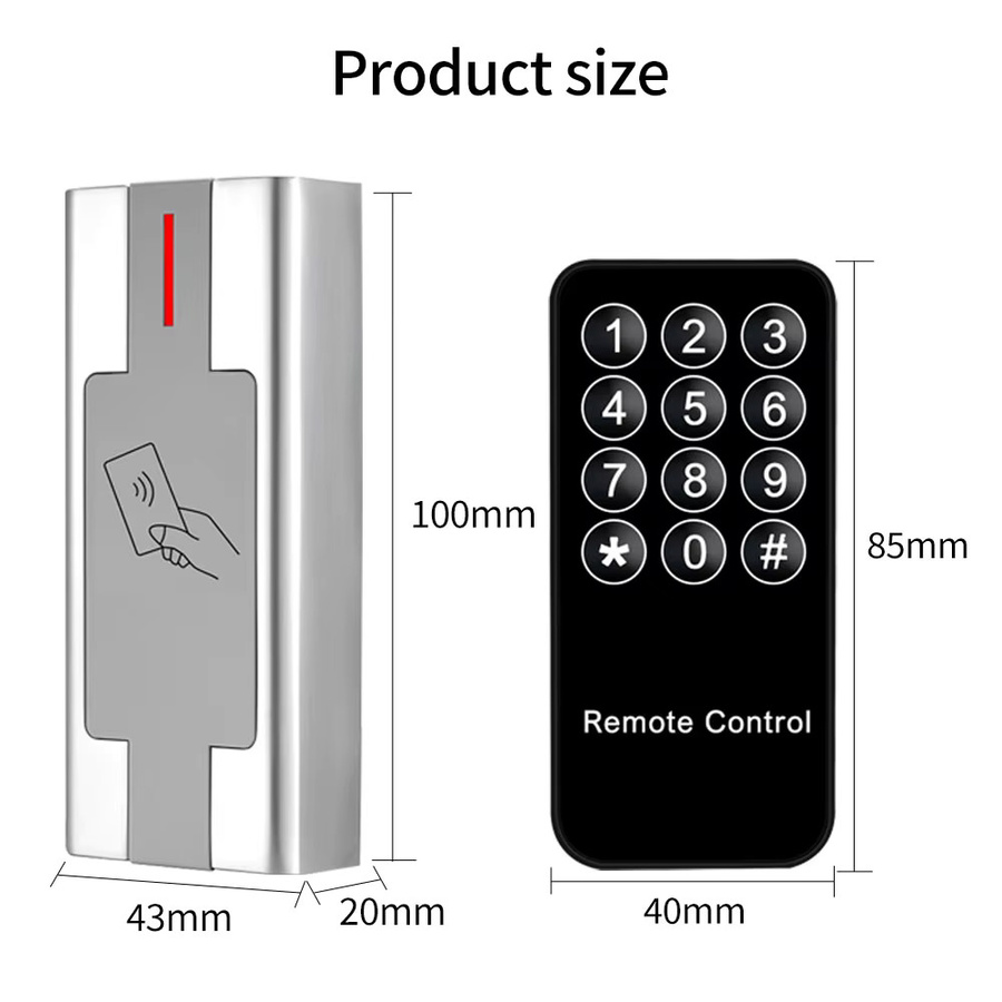 Asia-Teco RFID-Zutrittskontrollsystem mit Metalltastatur aus Zinklegierung, IP68 wasserdicht, Farbe Silber, Wiegand-Controller für den Außenbereich - Bild 4
