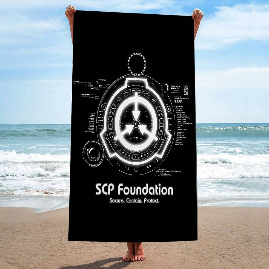 SCP Foundation Anime Strandhandtuch für Kinder, weiches und saugfähiges Reisehandtuch, Farbe: Weiß, B: 30 cm, H: 60 cm - Bild 4