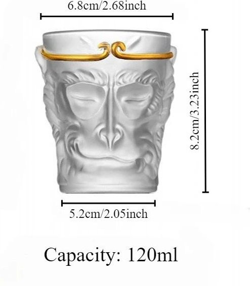Sun Wukong Glas Teetasse und Whiskeyglas im chinesischen Stil, Farbe: Weiß/Transparent, Volumen: 120 ml - Bild 1