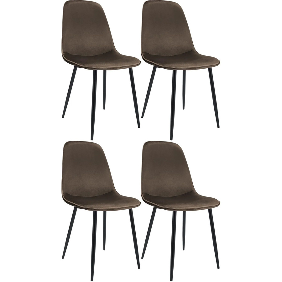 4er Set Esszimmerstühle DELUKE RAZON aus Samt in Braun, B/T/H: 45 x 54 x 88 cm - Bild 2