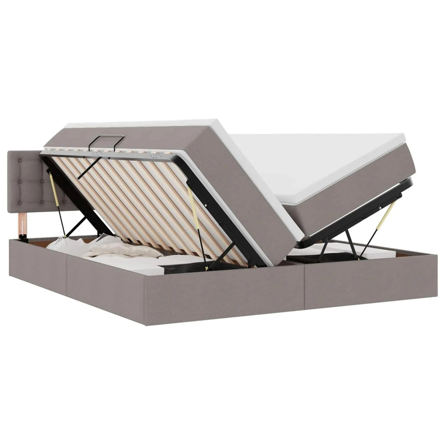 vidaXL Aufbewahrungsbett mit Matratze aus Kunstleder und Metall in Taupe/Grau B/T/H: 200 x 140 x 204 cm - Bild 2