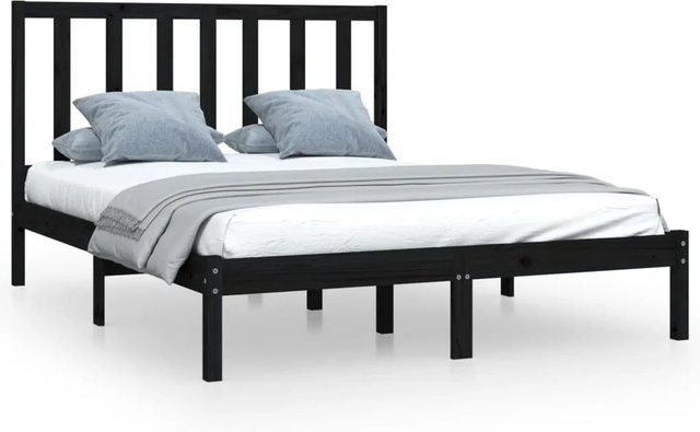 vidaXL Massivholzbett aus Kiefer in Schwarz, B/T/H: 140 x 190 x 145,5 cm - Bild 1