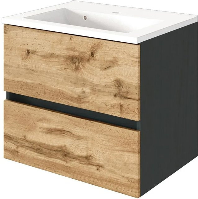 Held Möbel Einzelwaschtisch Bari in Eiche Natur Matt mit Softclose, Breite: 60 cm - Bild 1