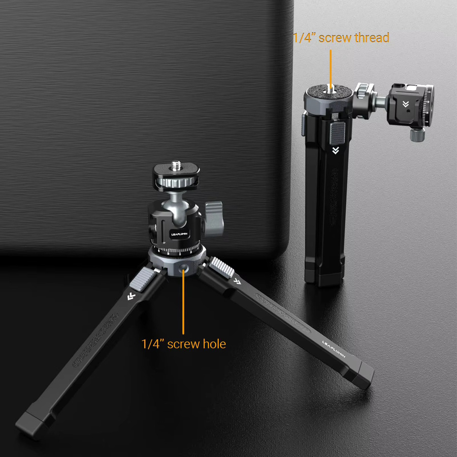 Leaplight Mini-Desktop-Stativ aus Aluminiumlegierung für Telefon und DSLR-Kamera in Schwarz oder Grau - Bild 3