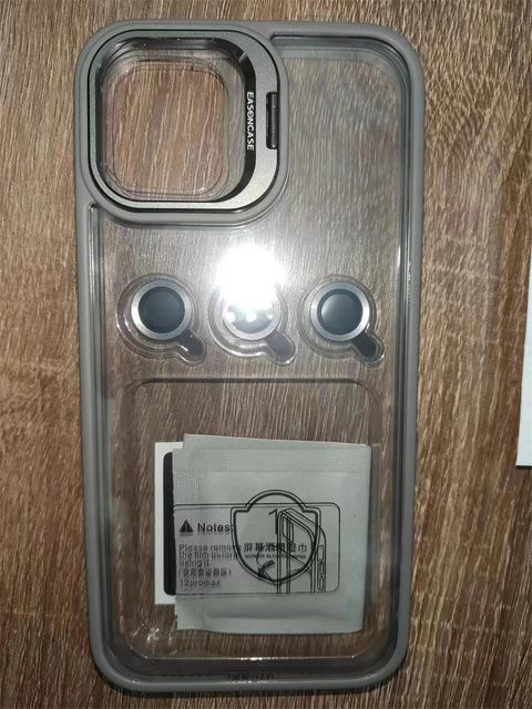 Yiran Stoßfeste Linsenschutz-Ständerhülle für iPhone 11-15 mit Kameraschutzglas und Metallring in Transparent - Bild 1