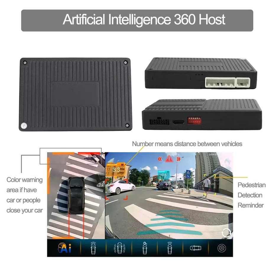 TEENRAM AI 360 Panorama 3D Bird Eye View Kamera Autosystem in Schwarz mit AHD 1080P Full HD und intelligenter AI Erkennung für Wohnmobile und Tourenwagen - Bild 3