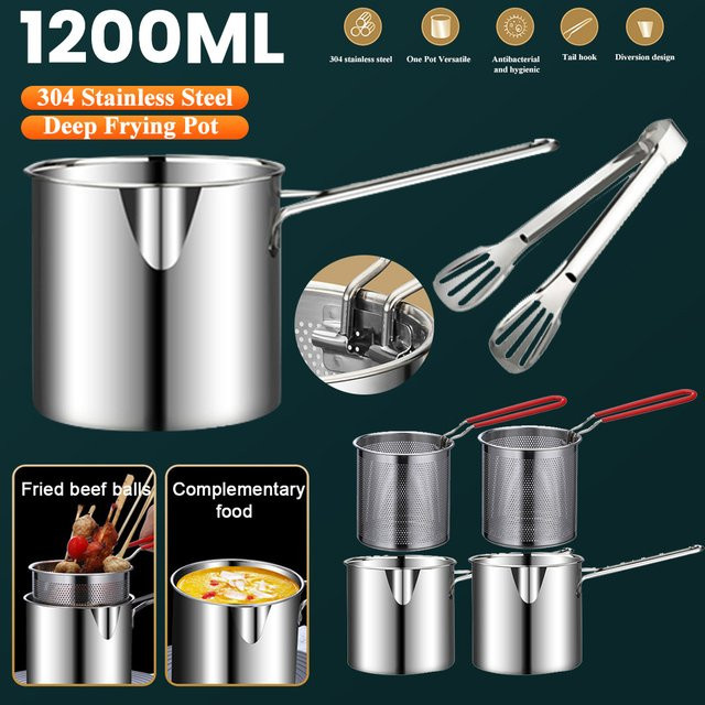 APWIKOGER Frittiertopf aus Edelstahl mit Sieb, Silber, 1,2 l - Bild 1