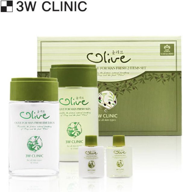 3W CLINIC Olive For Man Gesichtspflege Set, Aloe Vera, Trockene Haut, Herren - Bild 1