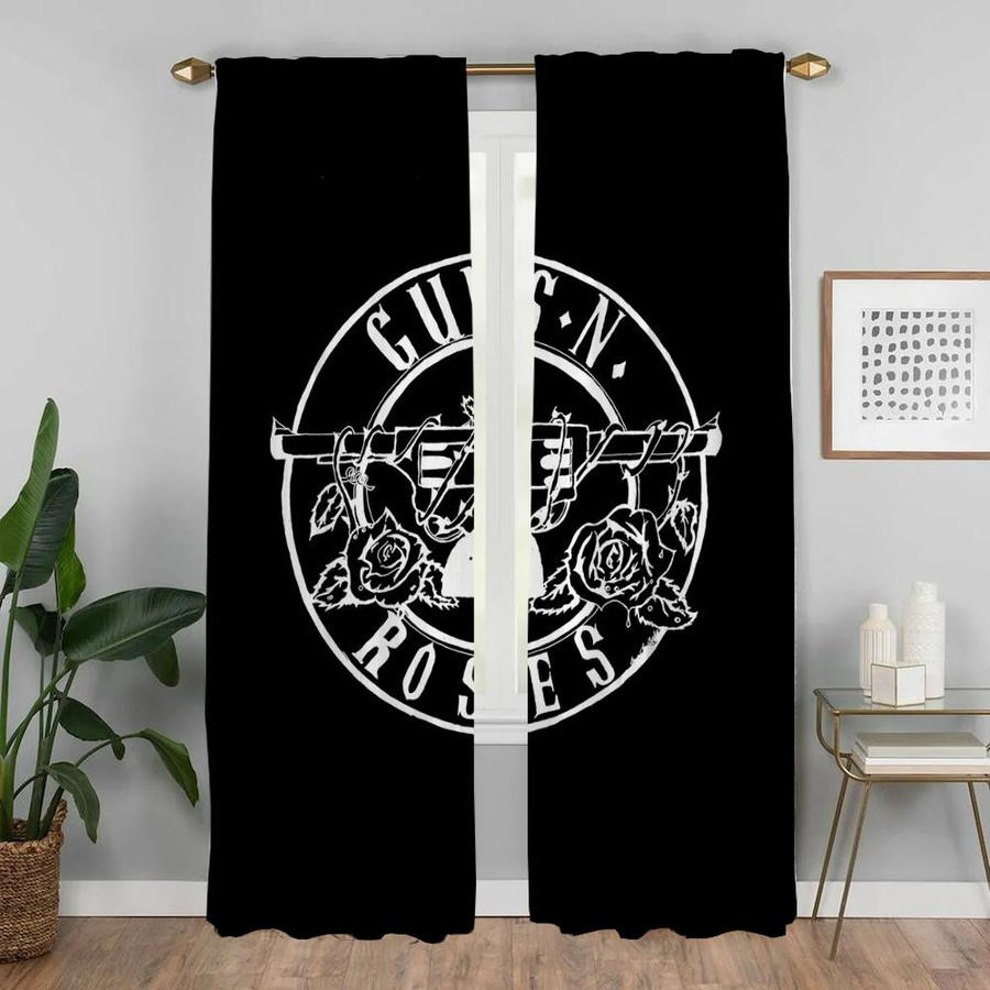 Guns N' Roses Tüll-Vorhang für Halloween Dekoration, Schwarz, 2 Stück, B: 50 cm, H: 70 cm - Bild 2