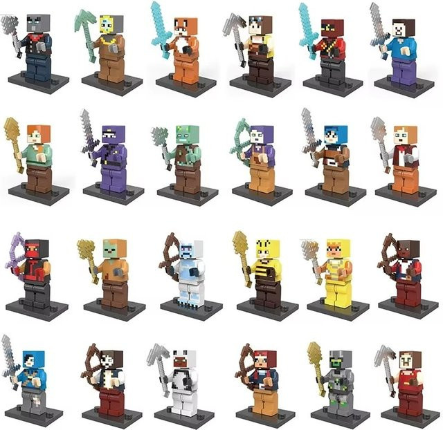 GAGAGIRL Minecraft Bausteine Set mit 8 Figuren und Steinen in Grün und Bunt aus Kunststoff - Bild 1