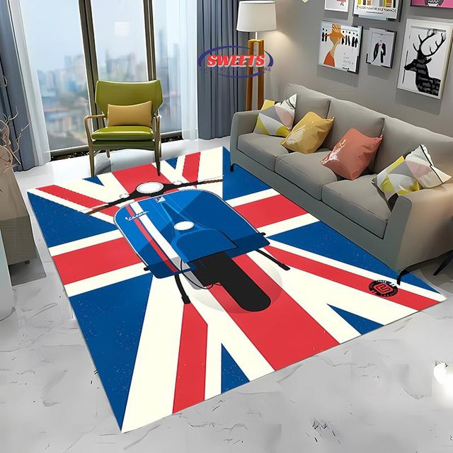 V-Vespa M0t0 3D-Druck Teppich Karpetti mit Streifenmuster, rutschfest und weich, B/T: 80 x 140 cm - Bild 1
