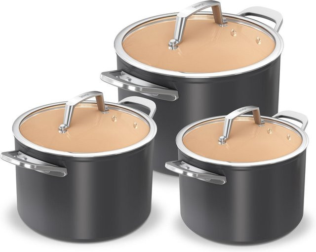Ninja Extended Life Keramik Topfset CW93000DE, 3-teilig, Terracotta und Grau - Bild 1