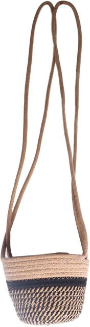 Hängender Blumentopfhalter TOMTOP JMS aus geflochtenem Baumwollseil in Grau und Beige im Boho-Stil - Bild 1