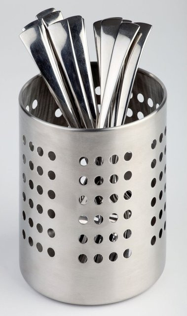 APS Besteckbehälter aus Edelstahl matt poliert in Silber, L: 12 cm, B: 12 cm, Ø: 12 cm, H: 14 cm - Bild 1