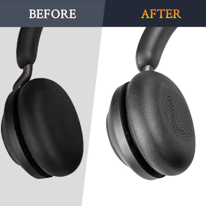 Jabra Ersatz-Ohrpolster aus weichem Protein-Leder für Evolve2 65, 40 und Elite 45h On-Ear Wireless Headsets in Schwarz und Gold - Bild 4
