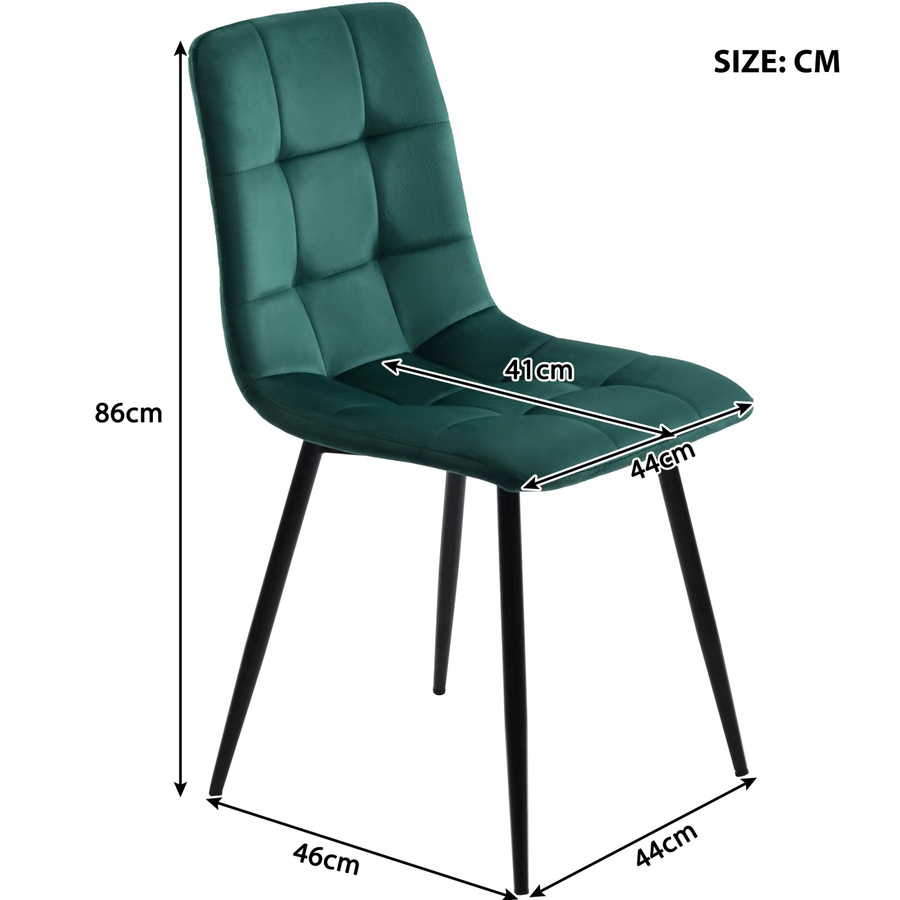 Comanlai 4er-Set Esszimmerstühle aus Samt in Grün mit Metallgestell im modernen Design - Bild 3