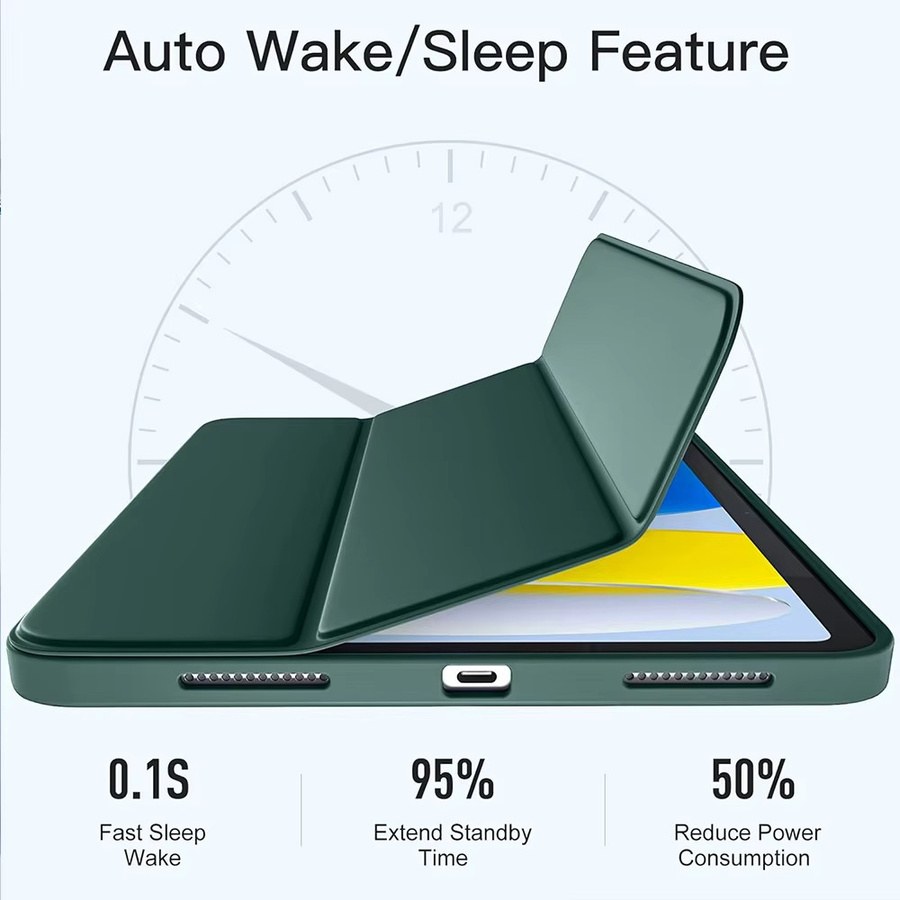 Dreifach gefaltete Silikon-Tablet-Hülle für Samsung Galaxy Tab A11 Plus 2025 SM-X230/X236 mit verstellbarem Ständer und Sleep-Wake-Funktion in Grau oder Weiß - Bild 3