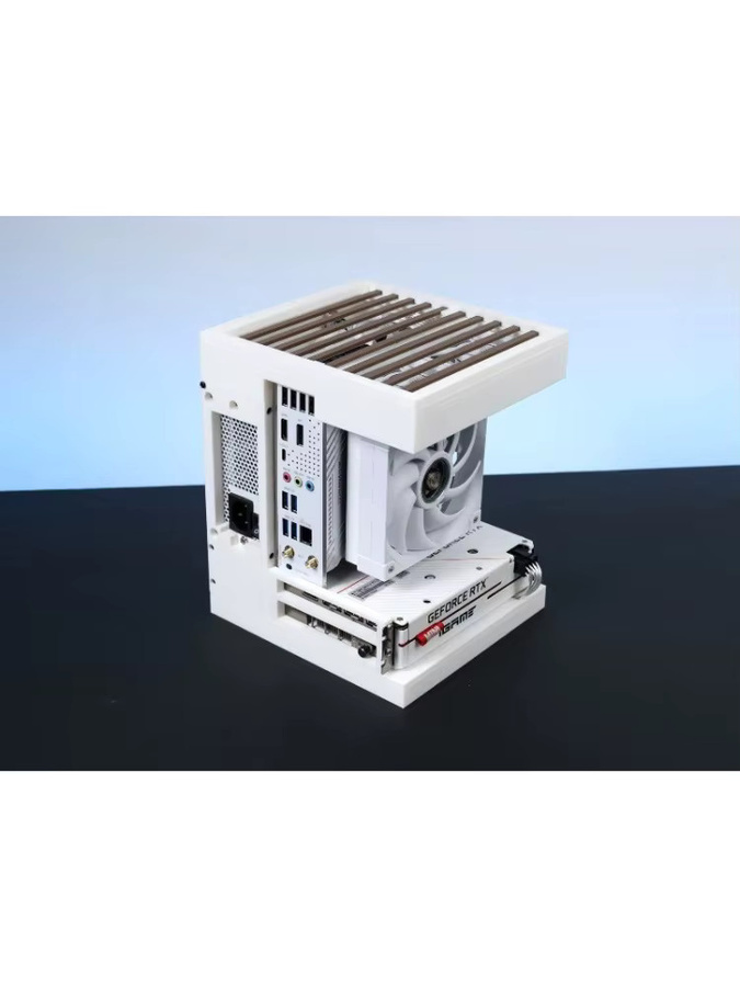 Transparentes 3D-gedrucktes ITX-Gehäuse für Mini-PC als Open Frame Desktop-Chassis in Weiß mit Unterstützung für SFX-Netzteile B/T/H: 17 x 17 x 19 cm - Bild 5