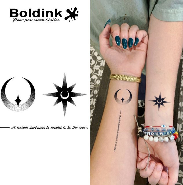 Boldink Temporäres Tattoo Sterne und Mond, Unisex, wasserfest - Bild 1