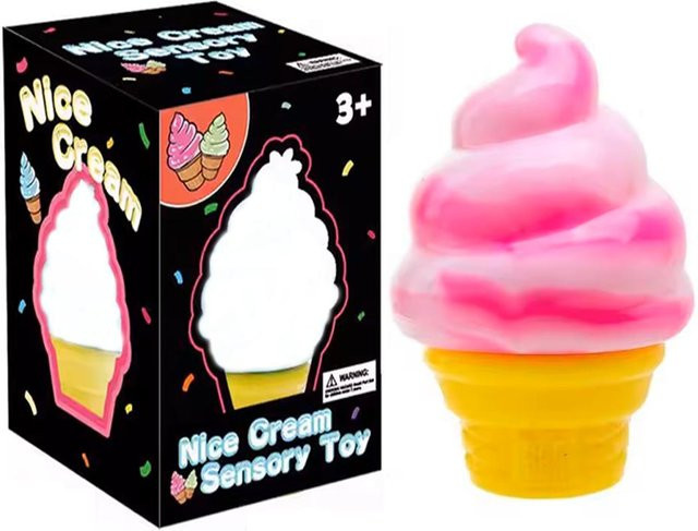 Nee-Doh Nice Cream Cone, 3-farbiger Eiscreme-förmiger Stressabbauer, Fidget Spielzeug - Bild 1