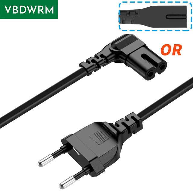 VBDWRM EU zu IEC 320C C7 AC-Netzkabel Schuko CEE7/16 bis C7 Figure 8 Stromkabel für Samsung Philips Sony LED-Fernseher in Schwarz - Bild 1