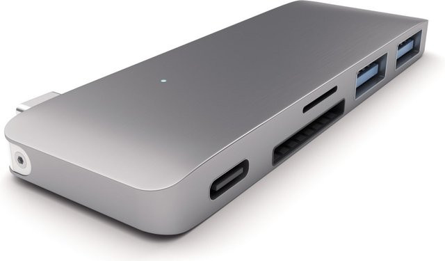 Satechi USB-C Passthrough Hub mit Cardreader in Space Grey - Bild 1