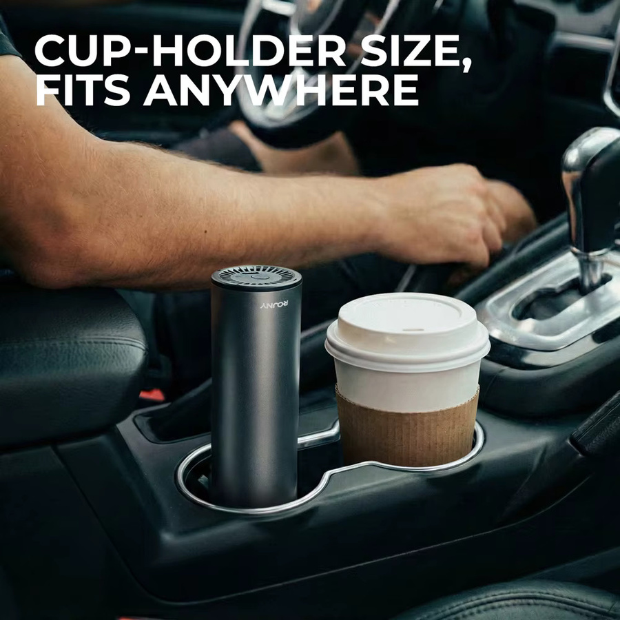 Rouny Kabelloser Handstaubsauger für das Auto in Grau mit 11kPa Saugkraft, bürstlosem Motor und USB-C Schnellladung, Gewicht: 336g - Bild 5
