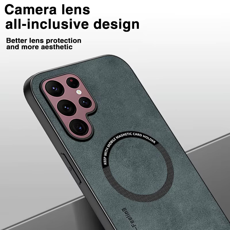 Luxus Magnetische Lederhülle für Samsung Galaxy S24, S23 Ultra, S23FE und Note20 mit MagSafe und kabelloser Ladefunktion in Blau - Bild 4