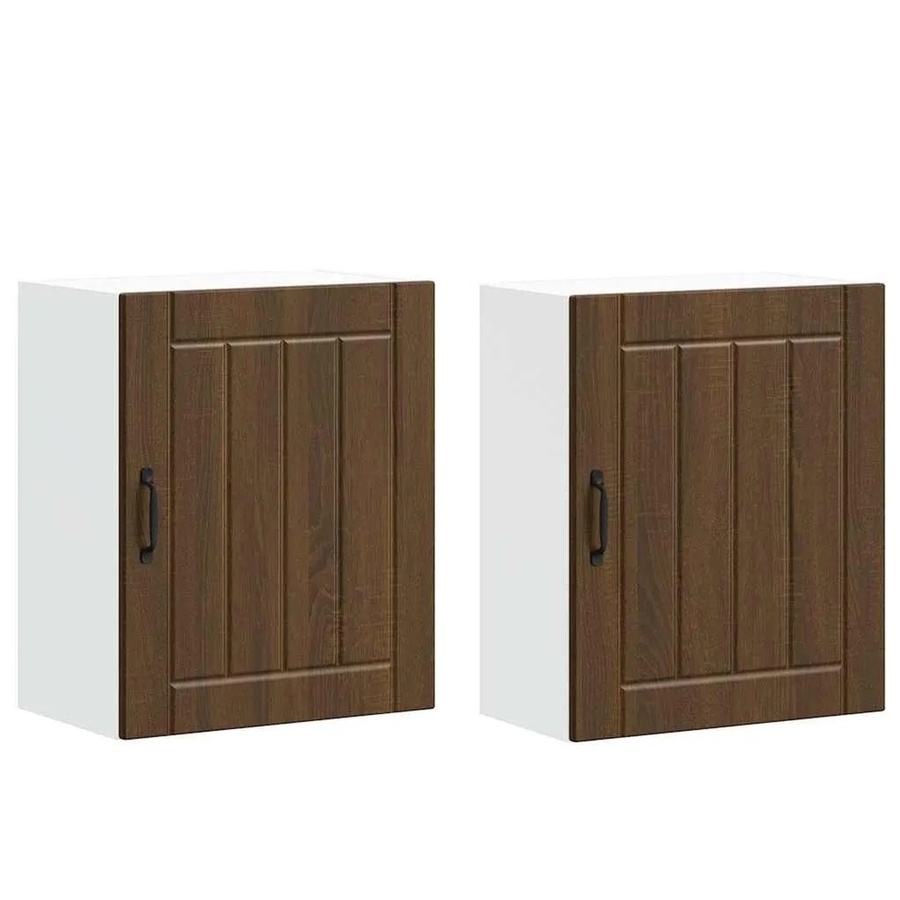 vidaXL Küchen-Hängeschränke Lucca, 2er-Set, Eiche Braun, Holzwerkstoff, B/T/H: 60 x 25 x 85 cm - Bild 2