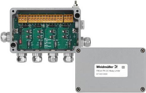 Weidmüller FBCON PA CG 4WAY LIMITER 2624380000 Verteilerbaustein PROFIBUS-PA Standardverteiler mit Strombegrenzung in Silber - Bild 1