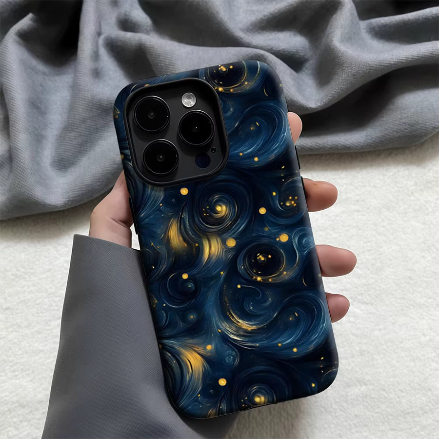 Potdemiel Handyhülle Midnight Galaxy Wirbel für iPhone 17 16 15 14 13 12 11 Pro Max Plus in Schwarz und Blau mit doppelschichtiger Rückseite - Bild 4