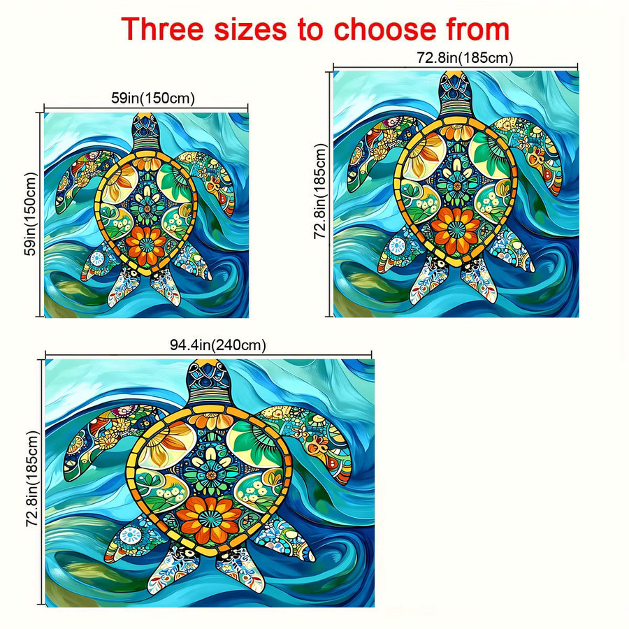 Schildkröten-Blumen-Geometrie Markise für den Außenbereich und Strand mit UV-Schutz, Grün/Mehrfarbig, Breite: 150 cm - Bild 3
