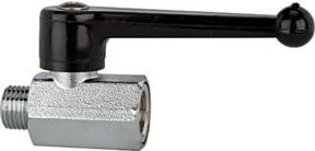 Riegler Mini-Kugelhahn aus Messing, sandgestrahlt, silber, Handhebel, G 3/8 IG/AG - Bild 1