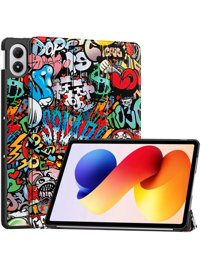 Dreifach faltbare Tablet-Hülle für Xiaomi Redmi Pad SE und Pad 7S Pro Ultra mit Klappständer und Auto-Schlafmodus in Rot - Bild 4