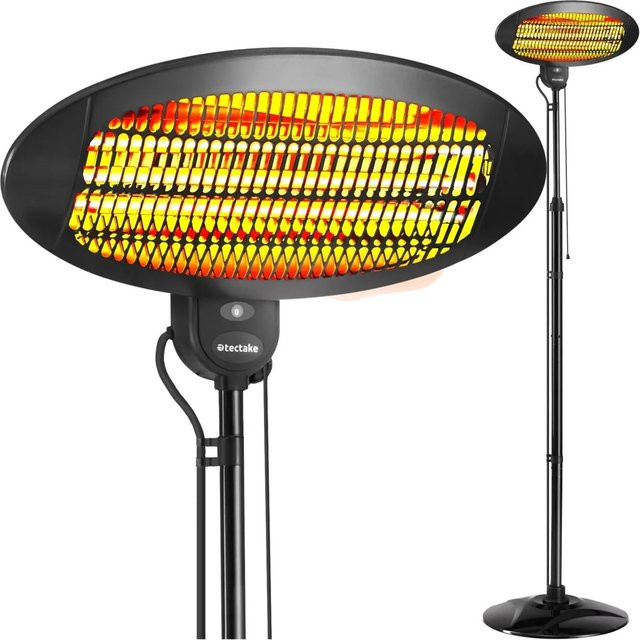 tectake Solaris Monolith Infrarotheizstrahler mit 3 Leistungsstufen (650 W, 1300 W, 2000 W), höhenverstellbar und neigbar, B/T/H: 50 x 50 x 136 - 213 cm - Bild 2