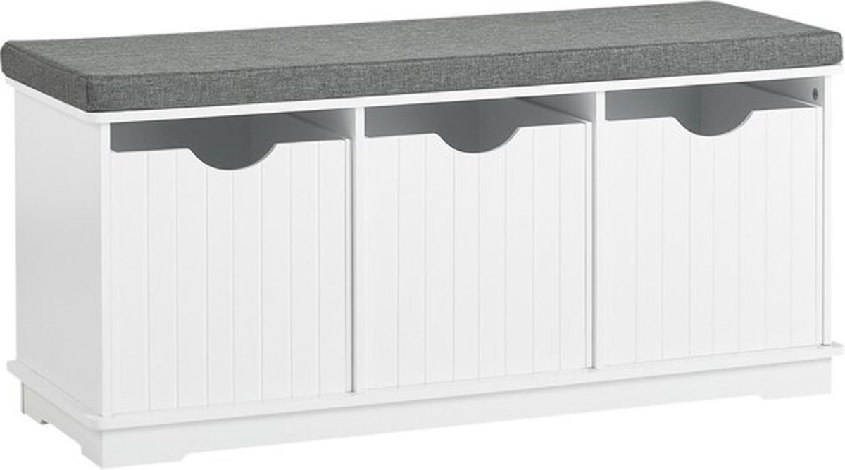 SoBuy Schuhbank in Weiß mit 3 Schubladen im modernen Design - Bild 1